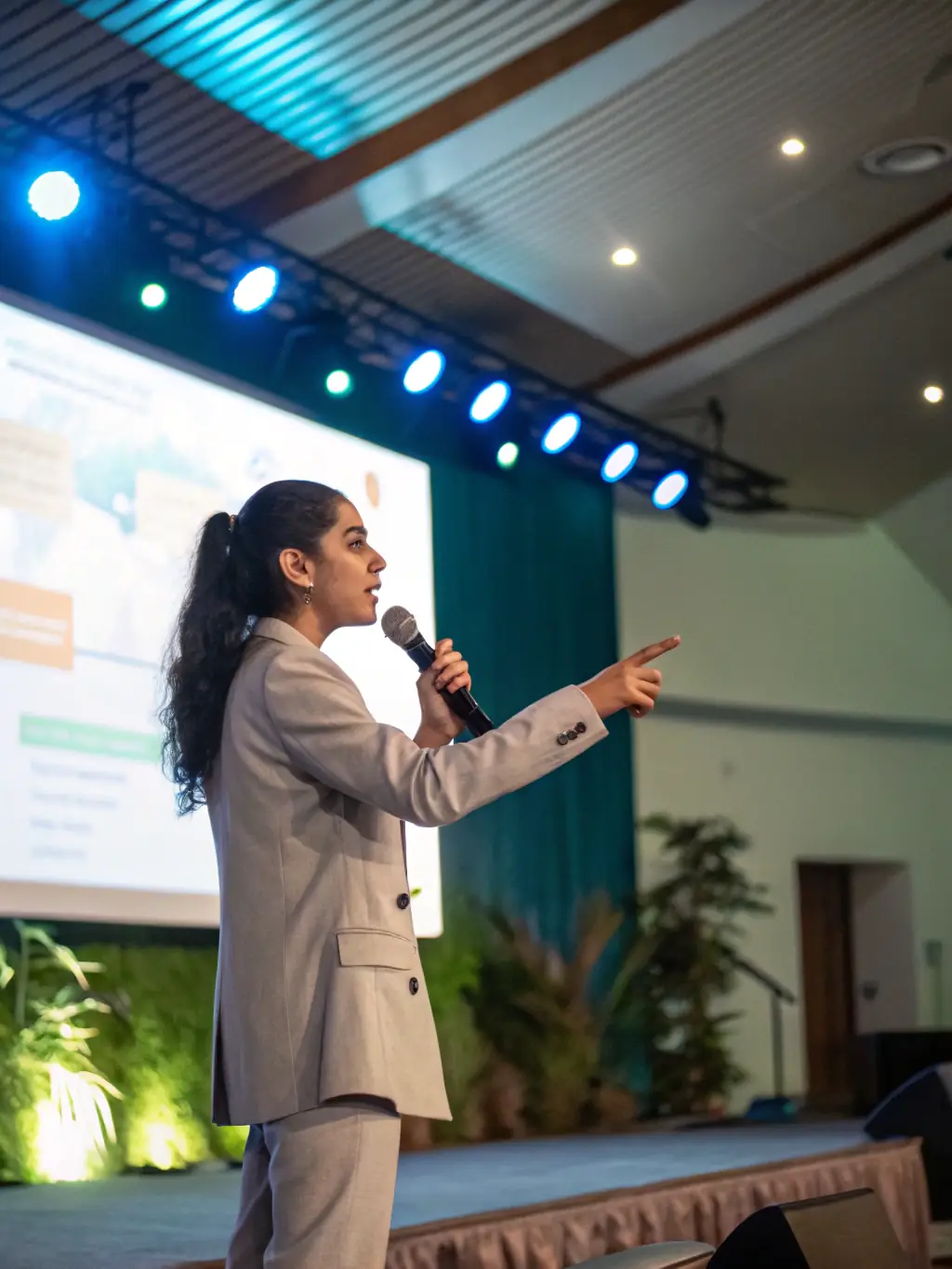 A student presenting research findings at an international conference, highlighting the global opportunities provided by fellowships.