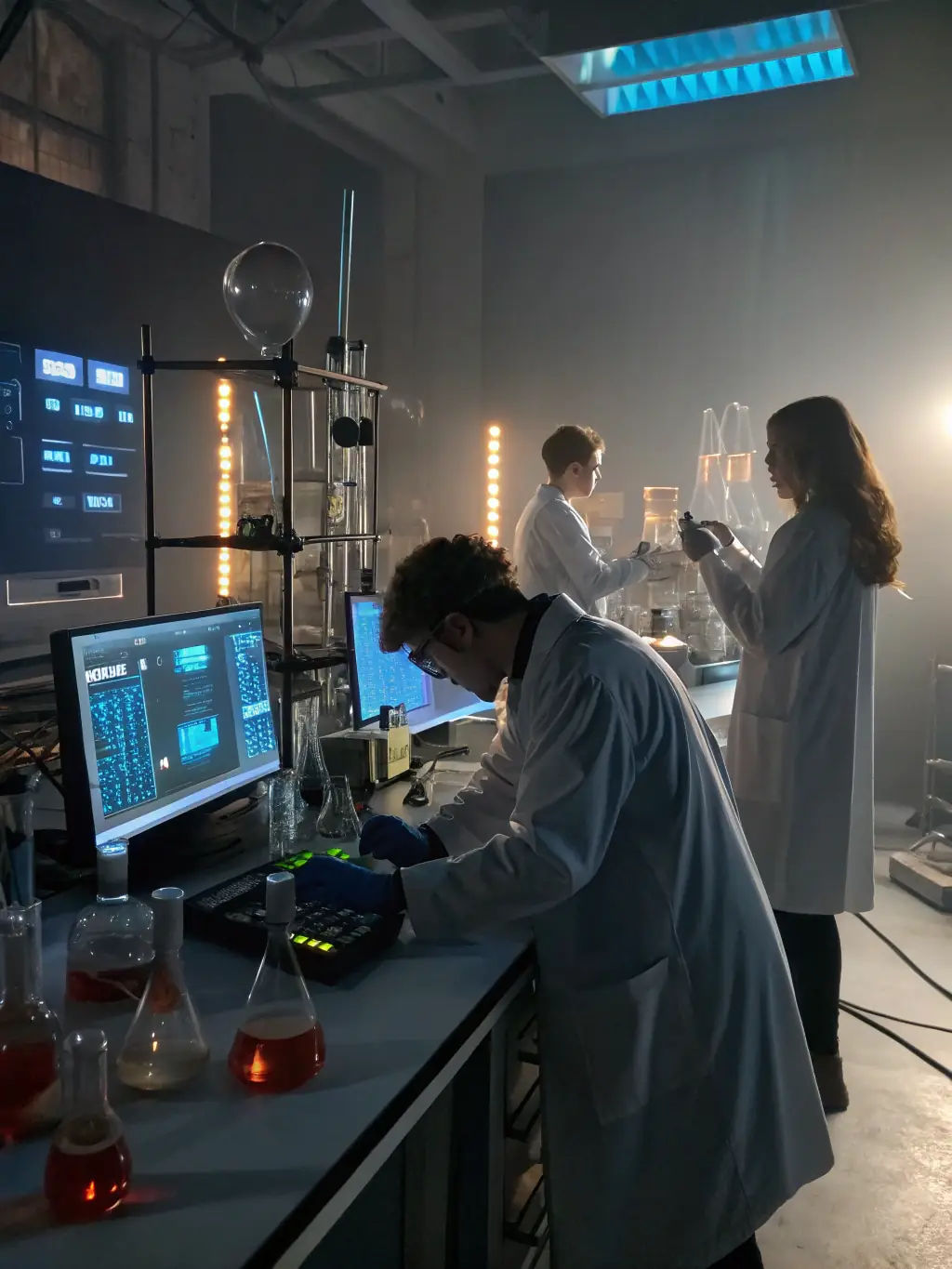A group of diverse students participating in a hands-on science experiment during a summer school program, showcasing collaboration and learning.