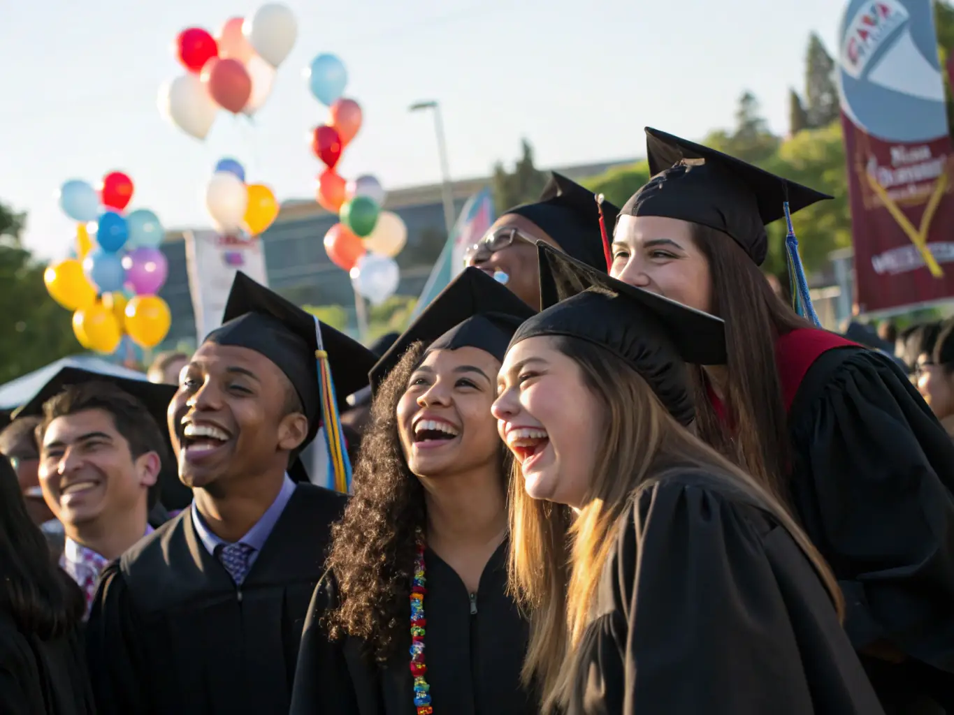 An image showing a graduation ceremony with students in gowns and caps, symbolizing the culmination of their academic journey supported by scholarships.