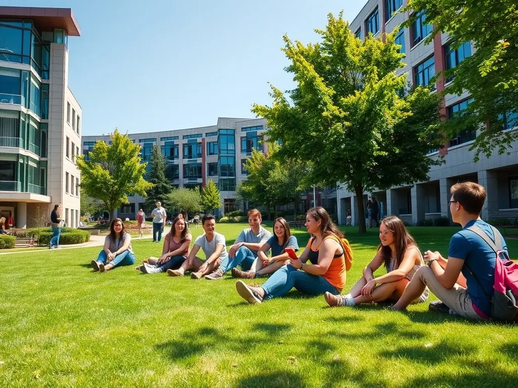A student studying abroad with a group of international students, highlighting the global engagement opportunities offered by fellowships.